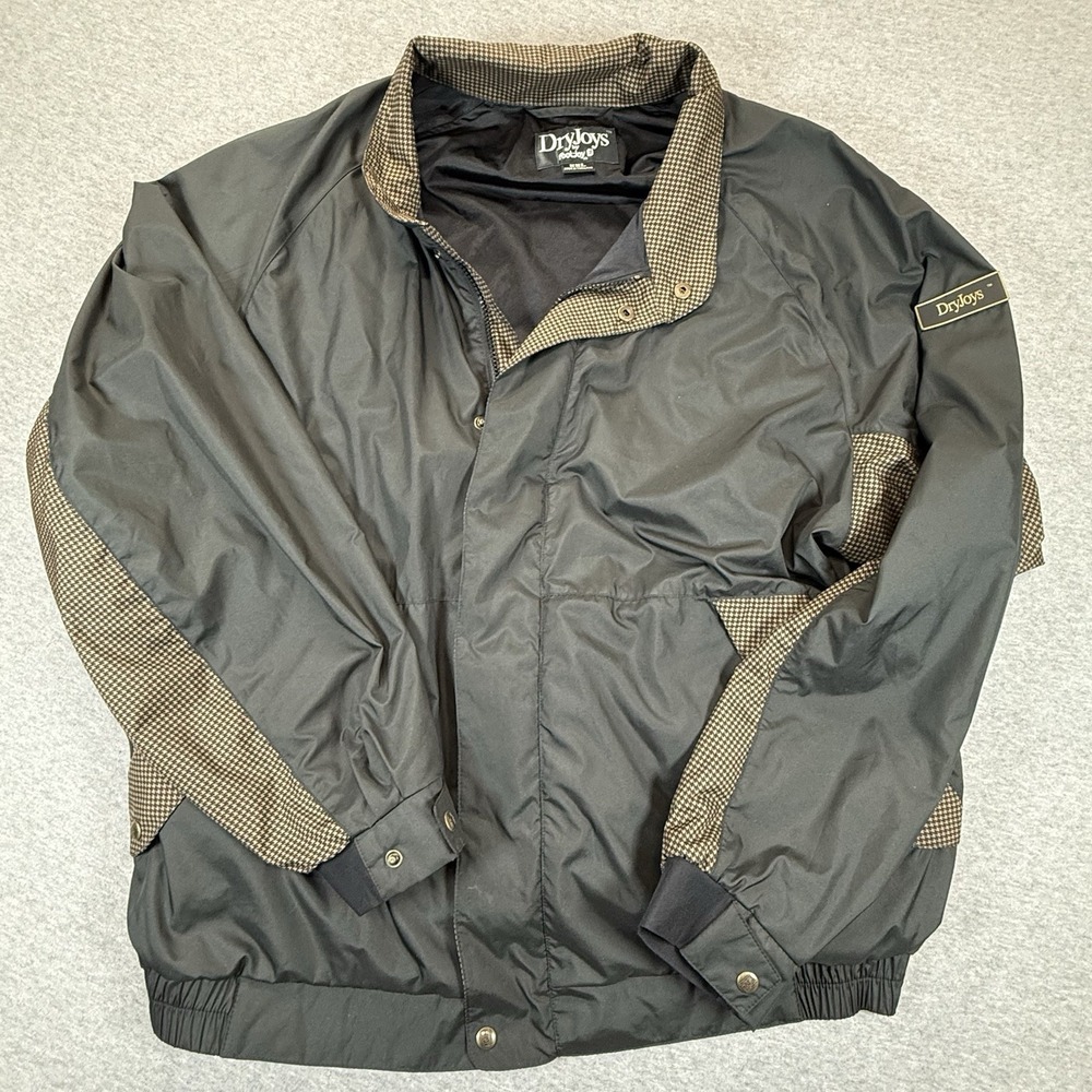 Dryjoys by Footjoy Mens 2XL Houndstooth Golf Jacket Insulated Black Windbreaker